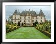 Asters And Fountain In Garden Of Chateau De Cormatin, Burgundy, France by Lisa S. Engelbrecht Limited Edition Print