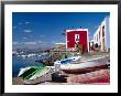 Boats And Old Red House, Old Port, Puerto Del Carmen, Lanzarote, Canary Islands, Spain by Marco Simoni Limited Edition Print