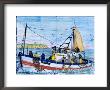 Painted Ceramic Tiles Of A Fishing Boat, Algarve, Portugal by John & Lisa Merrill Limited Edition Pricing Art Print