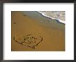Heart And Love You Carved Into Beach Sand With Tid by Cindy Mcintyre Limited Edition Print