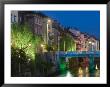 Evening View Of Ljubljanica Riverfront Buildings, Slovenia by Walter Bibikow Limited Edition Print