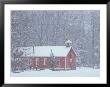 Old Red Schoolhouse And Forest In Snowfall At Christmastime, Michigan, Usa by Mark Carlson Limited Edition Pricing Art Print