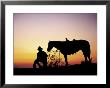 Silhouette Of Cowboy And Horse by Ewing Galloway Limited Edition Print