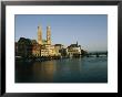 Grossmunster Cathedral And The Limmat River And Bridge In Zurich by David Pluth Limited Edition Print