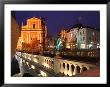 Triple Bridge With Presernov Trg In Background, Ljubljana, Slovenia by Jonathan Smith Limited Edition Print