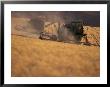 Wheat Combines At Fall Harvest, Washington, Usa by William Sutton Limited Edition Print