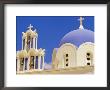 Blue And White Bell Tower And Dome, Christian Church, Akrotiri, Cycaldes Islands by Marco Simoni Limited Edition Print