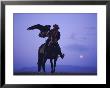 Kalanash Sarsembek With Eagle, A Hunter's Moonrise Over Steppe, Kazakhstan, Central Asia by David Beatty Limited Edition Print