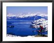 Hiker Overlooking Lake With Mountains In Distance, Prince William Sound, U.S.A. by Mark Newman Limited Edition Print