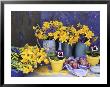 Spring Still Life With Blue Jugs Of Narcissus (Daffodil) by Linda Burgess Limited Edition Pricing Art Print