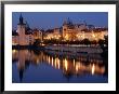 Lights Reflecting On Vltava River At Smetanova Embankment, Prague, Czech Republic by Richard Nebesky Limited Edition Print