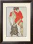 Female Model In A Fflame-Coloured Dress, 1914 by Egon Schiele Limited Edition Print