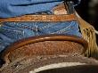 Detail Of Back Of Cowboy's Saddle, Jeans And Chaps, Sombrero Ranch, Craig, Colorado, Usa by Carol Walker Limited Edition Print