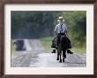 With A Buggy Approaching In The Distance, An Amish Boy Heads Down A Country Road On His Pony by Amy Sancetta Limited Edition Print