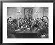 Members Of Handlebar Club Sitting At Table And Having Formal Beer Session by Nat Farbman Limited Edition Print