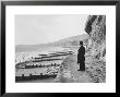 British Police Officer Standing At Foot Of Dover Cliffs, Where Proposed Dover-Calais Tunnel by Ralph Crane Limited Edition Print