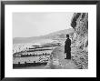 British Police Officer Standing At Foot Of Dover Cliffs, Where Proposed Dover-Calais Tunnel by Ralph Crane Limited Edition Print