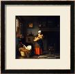 A Young Woman And A Girl Putting A Baby To Bed In A Cradle In An Interior by Pieter De Hooch Limited Edition Pricing Art Print