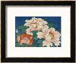 Three Stems Of Peonies On A Blue Background, 1857 by Ando Hiroshige Limited Edition Print