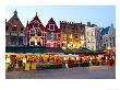 Cafes In Marketplace In Downtown Bruges, Belgium by Bill Bachmann Limited Edition Print