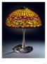 A Fine Dichroic 'Poinsettia' Leaded Glass And Bronze Table Lamp, With Mushroom Base by Maurice Bouval Limited Edition Pricing Art Print