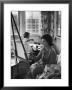 Jackie Kennedy, Wife Of Sen, Painting On An Easel As Daughter Caroline Paints On Table At Home by Alfred Eisenstaedt Limited Edition Print