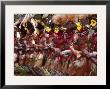 Huli Wigmen Beating Kundu Drum And Dancing, Sing Sing Festival, Mt. Hagen, Papua New Guinea by Keren Su Limited Edition Print