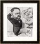 Caricature Of Emile Zola Saluting A Bust Of Honore De Balzac 1878 by Andrã© Gill Limited Edition Print