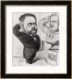 Caricature Of Emile Zola Saluting A Bust Of Honore De Balzac 1878 by Andre Gill Limited Edition Print