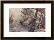 Sir Richard Grenville In The Revenge Fights The Spaniards But Revenge Is Sunk by Norman Wilkinson Limited Edition Print
