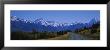 Empty Road Leading Towards Snowcapped Mountains, Mt. Cook, Southern Alps, New Zealand by Panoramic Images Limited Edition Print