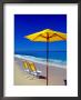 Yellow Chairs And Umbrella On Pristine Beach, Caribbean by Greg Johnston Limited Edition Pricing Art Print