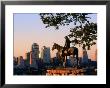 City Skyline Seen From Penn Valley Park, With Indian Statue In Foreground, Kansas City, Missouri by John Elk Iii Limited Edition Print