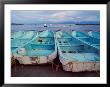 Turquoise Fishing Boats In Fishing Village, North Of Puerto Vallarta, Colonial Heartland, Mexico by Tom Haseltine Limited Edition Print