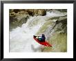 A Kayaker Careens Over A Triple Drop Waterfall Into The Swirling White Water Below by Barry Tessman Limited Edition Print
