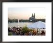People At Trendy Rheinterrassen Bar And Restaurant Beside The River Rhine, Cologne, Germany by Yadid Levy Limited Edition Print