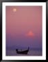 Full Moon And Sunset Behind Fishing Boat, Phi Phi Island, Thailand by Claudia Adams Limited Edition Print