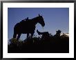 Silhouette Of Cowboy Resting With Horse, Seneca, Or by Inga Spence Limited Edition Pricing Art Print