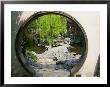 Zig Zag Stone Bridge And Willow Trees Through Moon Gate, Chinese Garden, China by Keren Su Limited Edition Print