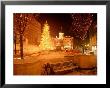 Christmas Tree On Snowy Night In Pioneer Courthouse Square, Portland, Oregon, Usa by Janis Miglavs Limited Edition Print