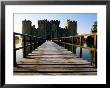Wooden Bridge Across The Moat At Bodiam Castle, Early Morning, Eastbourne, East Sussex, England by David Tomlinson Limited Edition Print