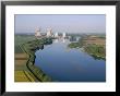 Aerial View Of River And Countryside Near The Nuclear Power Station Of Saint Laurent-Des-Eaux by Bruno Barbier Limited Edition Print