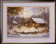 Log Cabin With Deer by M. Caroselli Limited Edition Print