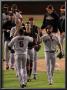 San Francisco Giants V Texas Rangers, Game 4: Brian Wilson,Juan Uribe,Buster Posey by Doug Pensinger Limited Edition Print