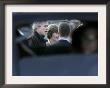 President Bush Is Seen Though A Window Of A Secret Service Automobile by Lm Otero Limited Edition Print