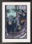 Bass Lake, California - Bears In Tree, C.2009 by Lantern Press Limited Edition Print