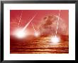 Young Moon Rises Over A Primordial Landscape Of Red Oceans by Stocktrek Images Limited Edition Print