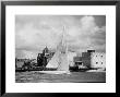British Yacht Sceptre In Portsmouth Harbor, Making Trail Run For America's Cup Race by Mark Kauffman Limited Edition Print