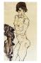 Standing Female With Blue Scarf by Egon Schiele Limited Edition Print