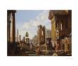 Capriccio Of Classical Ruins With A Statue Of Marcus Aurelius,The Temple Of Saturn by Giovanni Paolo Pannini Limited Edition Print